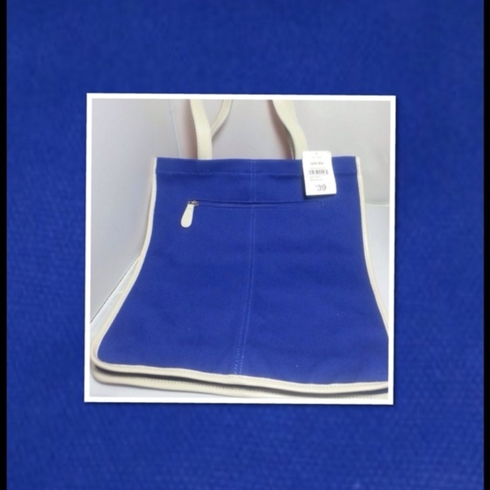 NWT Joe Fresh Cotton and Leather Royal Blue Tote